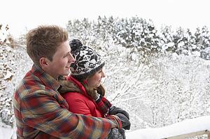 Young couple in snow