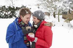 Young couple in snow