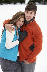 Young couple in snow