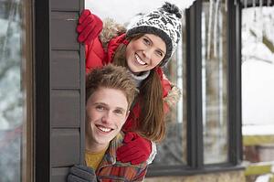Young couple in snow