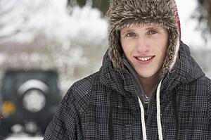 Young man in snow