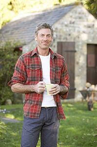 Man in country garden