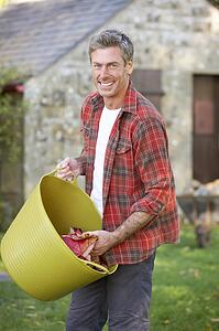 Man working in country garden