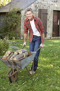 Man working in country garden