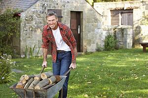 Man working in country garden