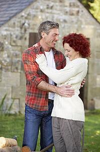 Couple in country garden