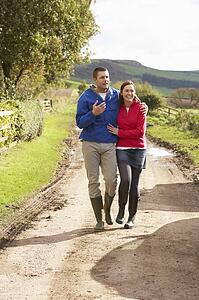Couple on country walk