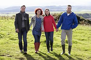 Couples on country walk