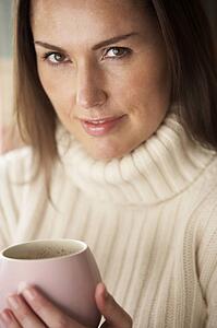Woman with hot drink