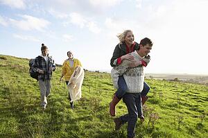 Young couples on country walk