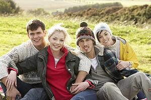 Young couples in the country