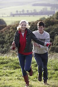 Young couple on country walk