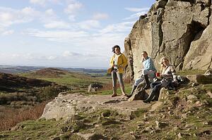 Young women on country walk