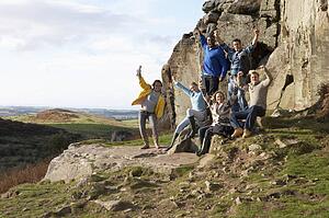 Young adults on country walk