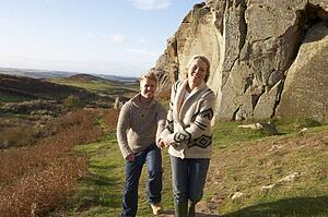 Young couple on country walk
