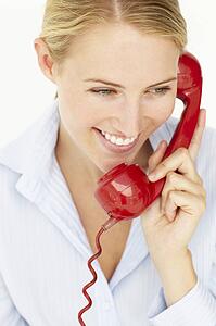 Woman talking on telephone