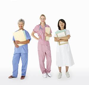 Mixed group of female medical professionals