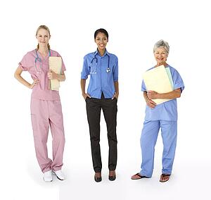 Mixed group of female medical professionals