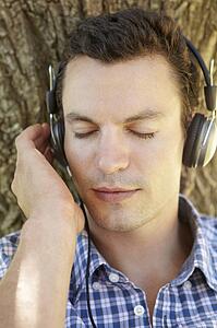 Young man listening music