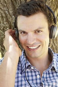 Young man listening music