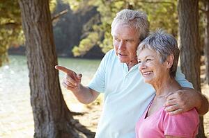 Senior couple at lake together