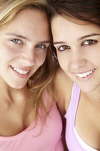 Close up portrait of teenage girls