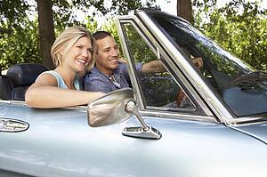Couple in sports car