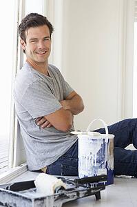 Man decorating house
