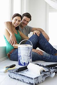 Couple decorating house