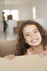 Little girl in new home