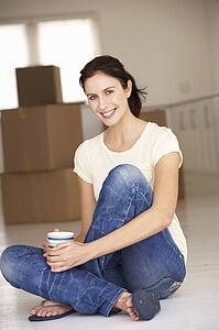 Woman moving into new home