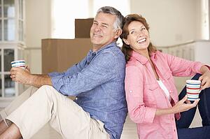 Senior couple in new home