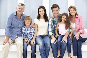 Portrait multi-generation family outdoors