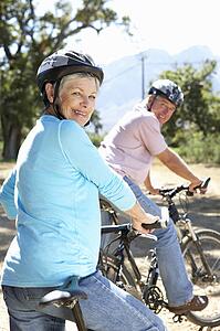 Senior couple on country bike ride
