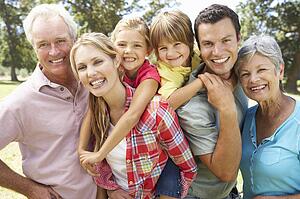 Portrait multi-generation family outdoors