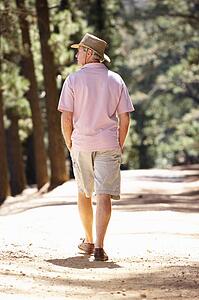 Senior man on country walk