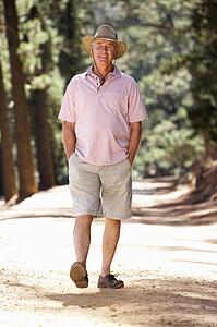 Senior man on country walk