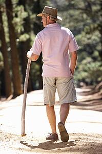 Senior man on country walk