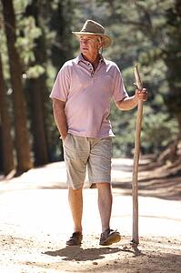 Senior man on country walk