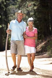 Senior couple on country walk