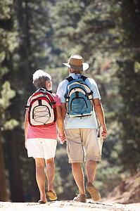 Senior couple on country walk