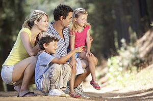 Family on country walk