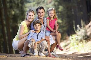 Family on country walk