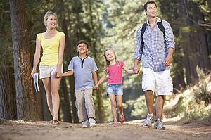 Family on country walk