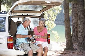Senior couple on country picnic