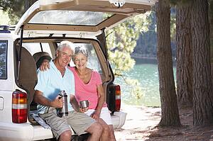 Senior couple on country picnic