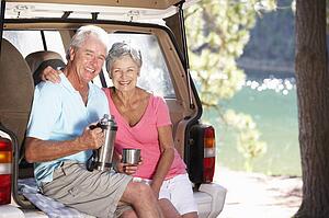 Senior couple on country picnic