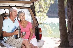 Senior couple on country picnic