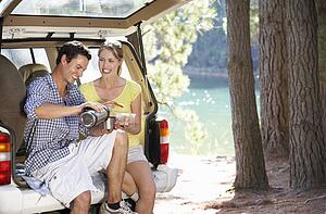Young couple on country picnic