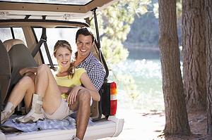 Young couple on day out in country